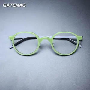Gatenac Unisex Full Rim Round Acetate Eyeglasses Gxyj1239