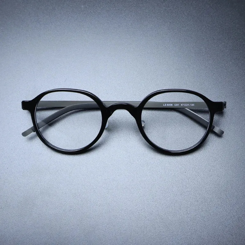 Gatenac Unisex Full Rim Round Acetate Eyeglasses Gxyj1239