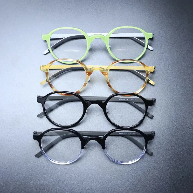 Gatenac Unisex Full Rim Round Acetate Eyeglasses Gxyj1239