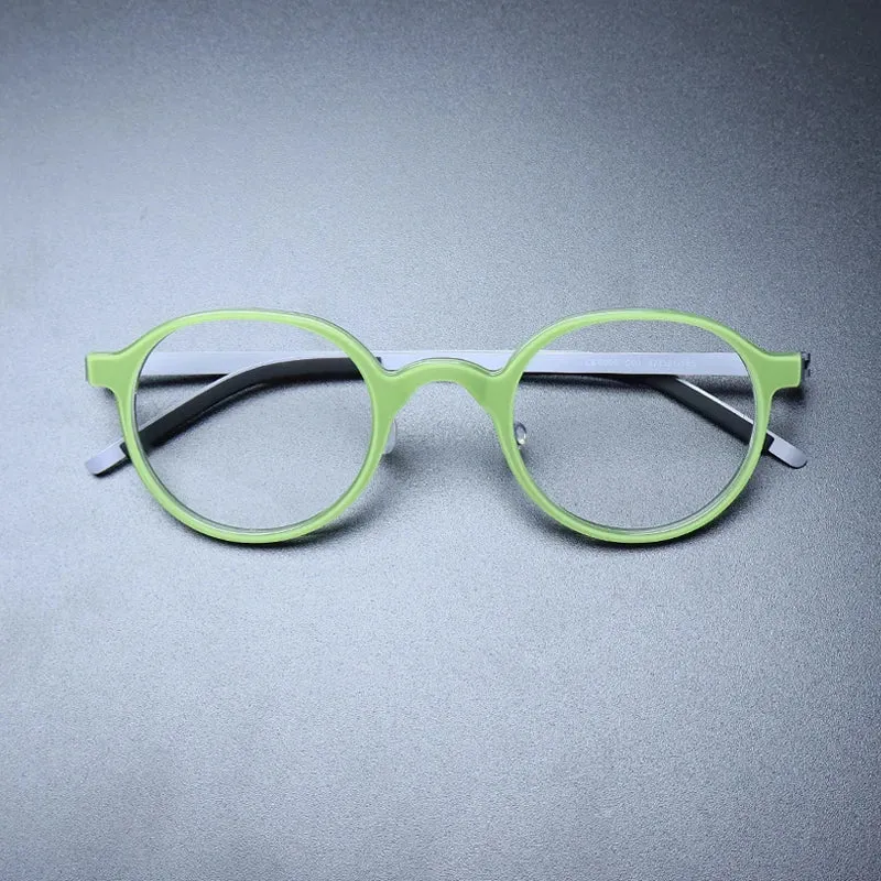 Gatenac Unisex Full Rim Round Acetate Eyeglasses Gxyj1239