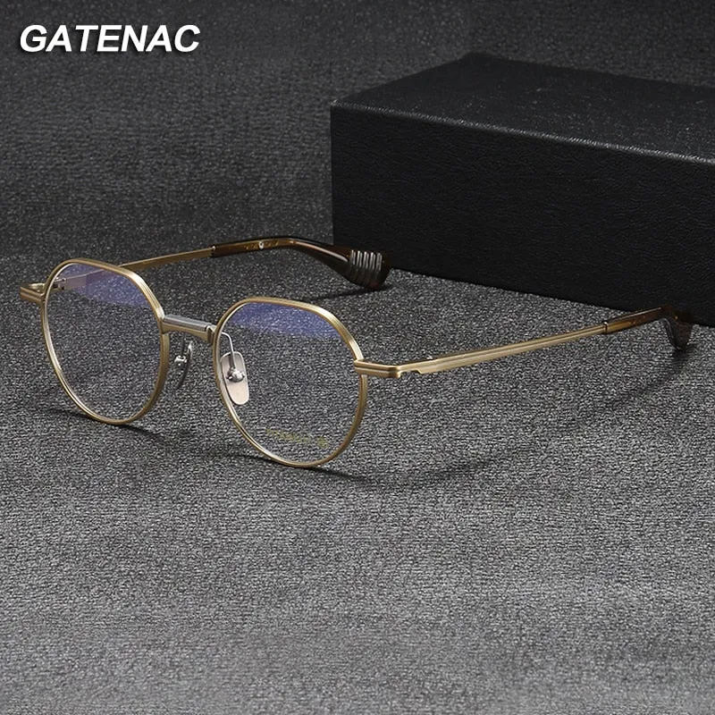Gatenac Unisex Full Rim Round Titanium Eyeglasses Gxyj1065
