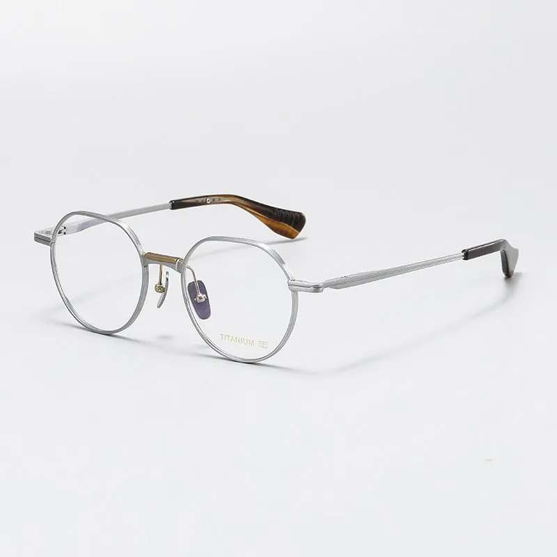 Gatenac Unisex Full Rim Round Titanium Eyeglasses Gxyj1065