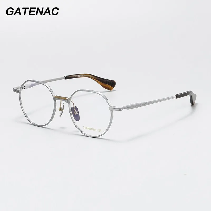 Gatenac Unisex Full Rim Round Titanium Eyeglasses Gxyj1065
