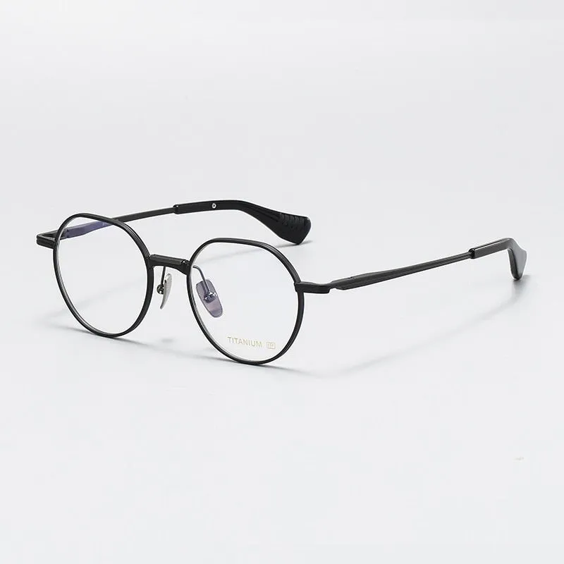 Gatenac Unisex Full Rim Round Titanium Eyeglasses Gxyj1065