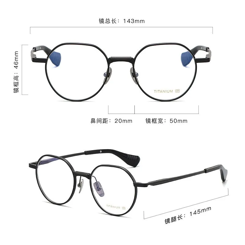 Gatenac Unisex Full Rim Round Titanium Eyeglasses Gxyj1065