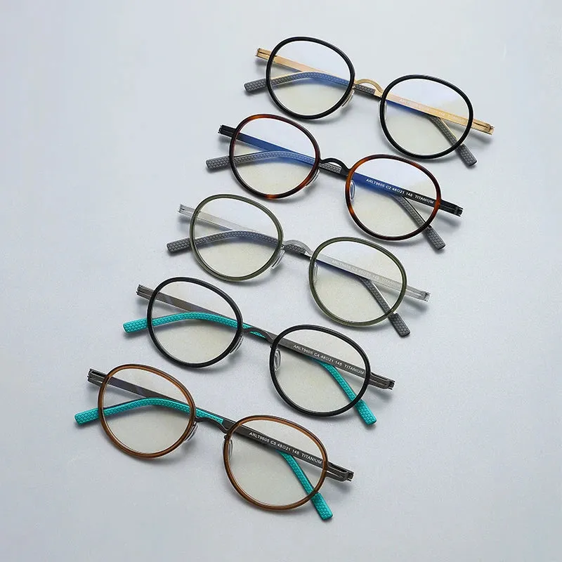 Gatenac Unisex Full Rim Round Titanium Eyeglasses Gxyj1154