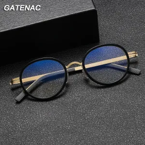 Gatenac Unisex Full Rim Round Titanium Eyeglasses Gxyj1154