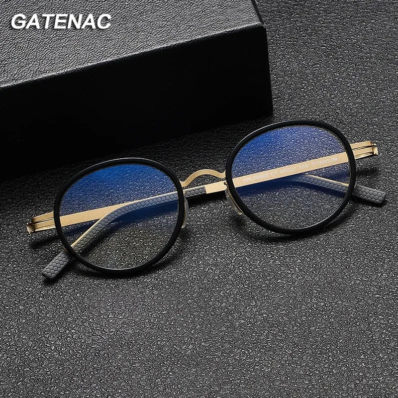 Gatenac Unisex Full Rim Round Titanium Eyeglasses Gxyj1154