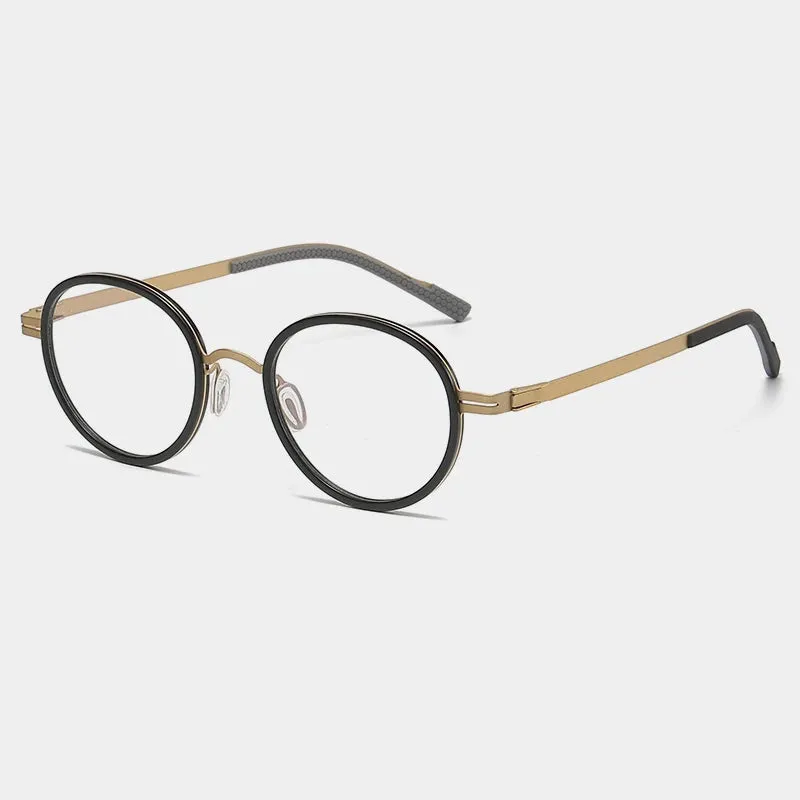 Gatenac Unisex Full Rim Round Titanium Eyeglasses Gxyj1154