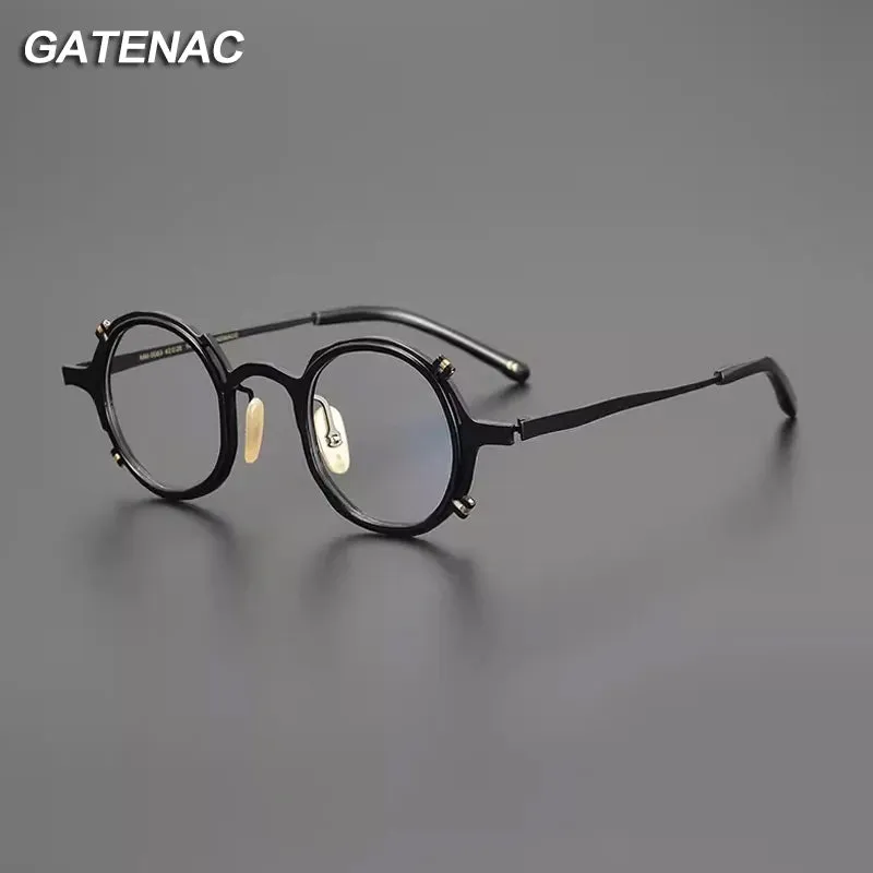 Gatenac Unisex Full Rim Round Titanium Eyeglasses Gxyj1213