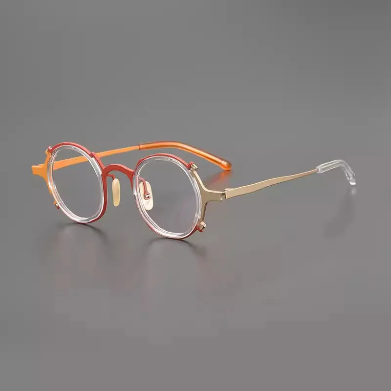 Gatenac Unisex Full Rim Round Titanium Eyeglasses Gxyj1213
