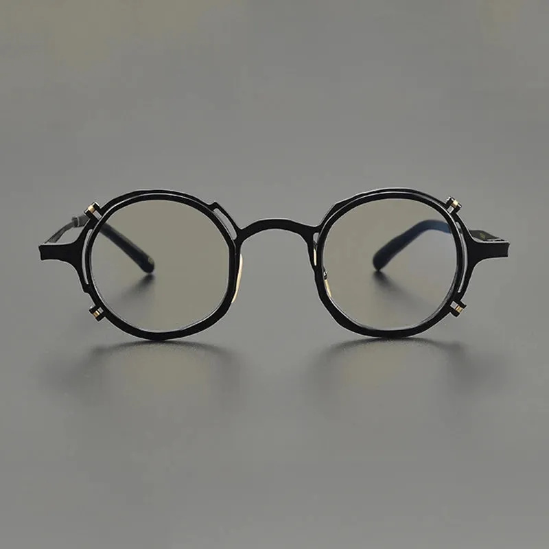 Gatenac Unisex Full Rim Round Titanium Eyeglasses Gxyj1213