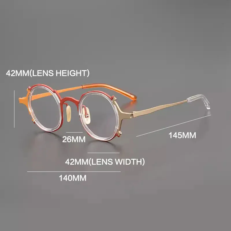 Gatenac Unisex Full Rim Round Titanium Eyeglasses Gxyj1213