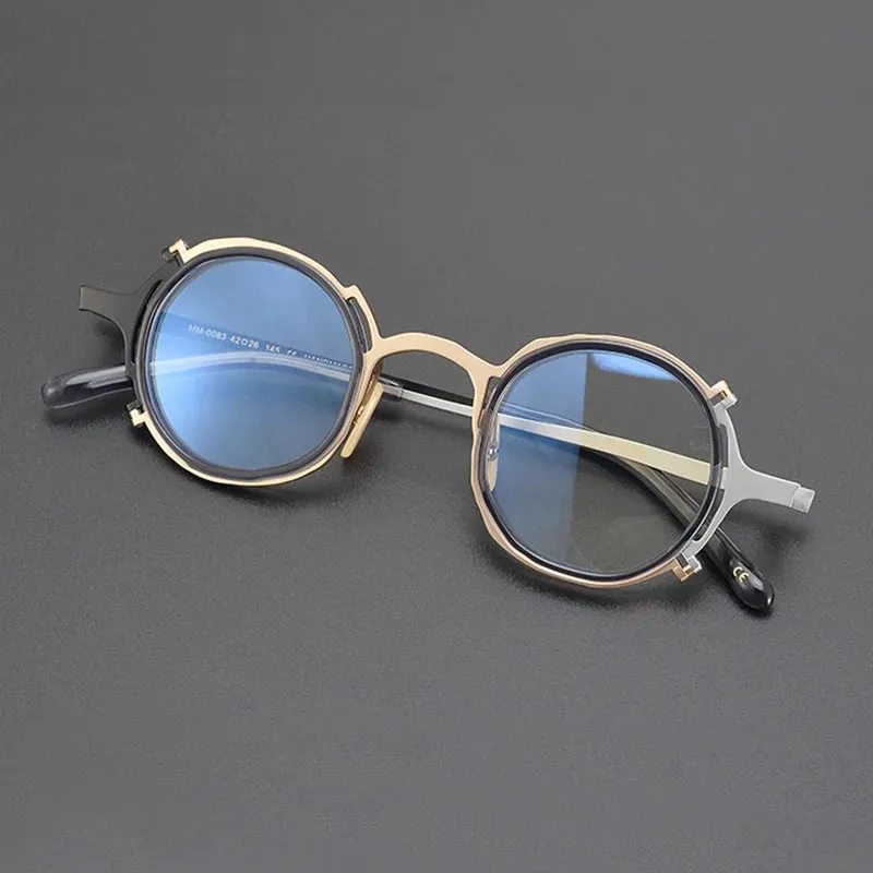 Gatenac Unisex Full Rim Round Titanium Eyeglasses Gxyj1213