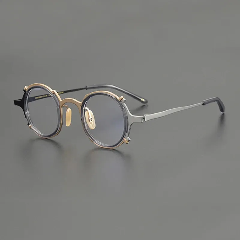 Gatenac Unisex Full Rim Round Titanium Eyeglasses Gxyj1213