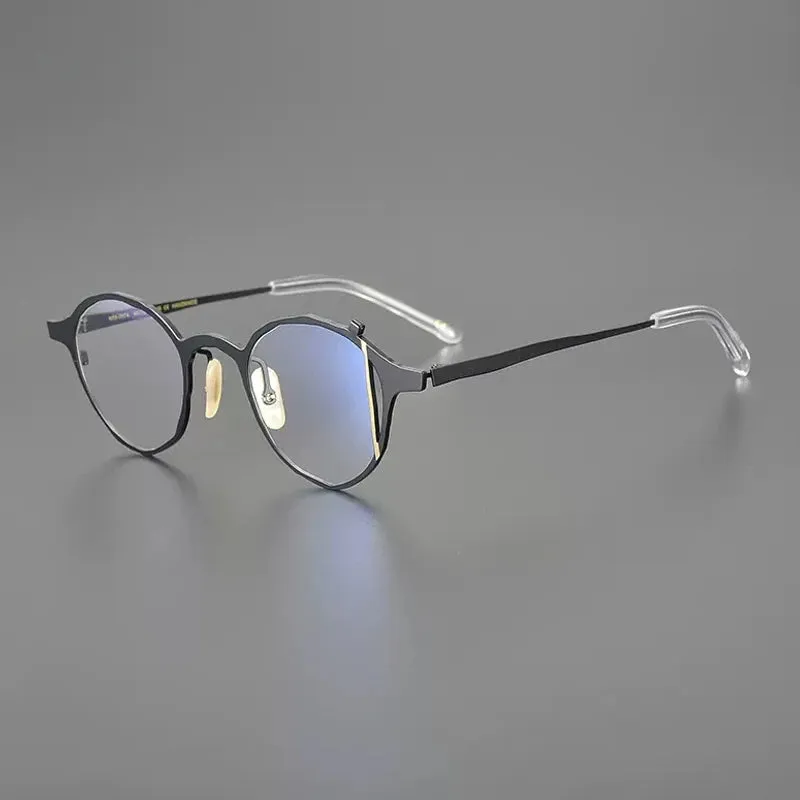 Gatenac Unisex Full Rim Round Titanium Eyeglasses Gxyj1221