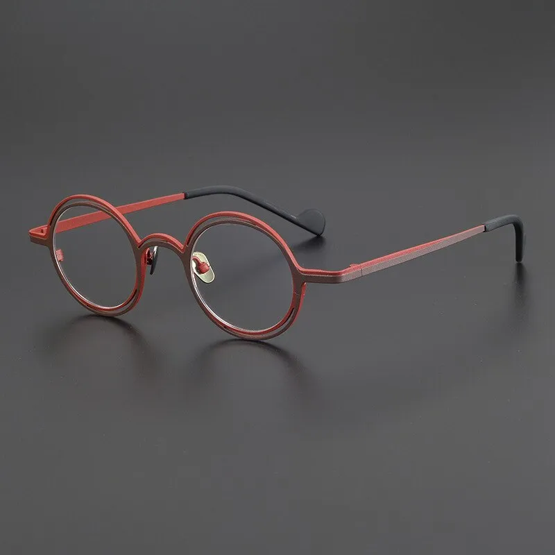 Gatenac Unisex Full Rim Round Titanium Eyeglasses Gxyj999