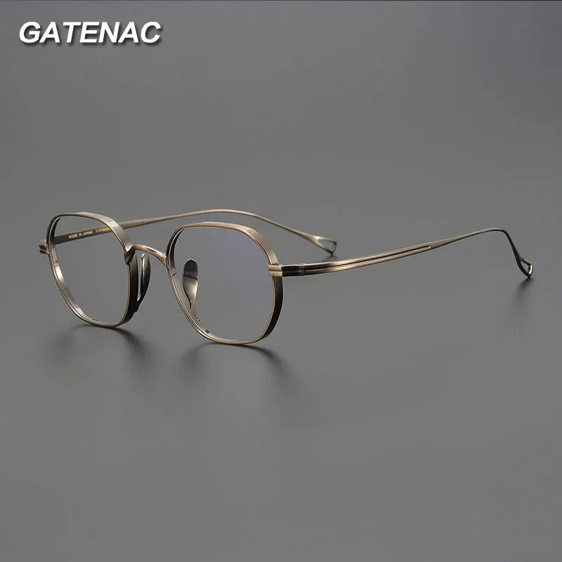 Gatenac Unisex Full Rim Small Sqare Titanium Eyeglasses Gxyj1450