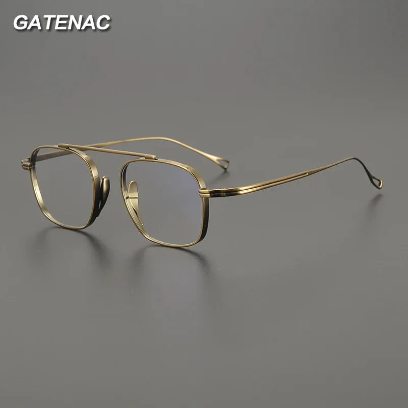 Gatenac Unisex Full Rim Small Square Titanium Eyeglasses Gxyj1474