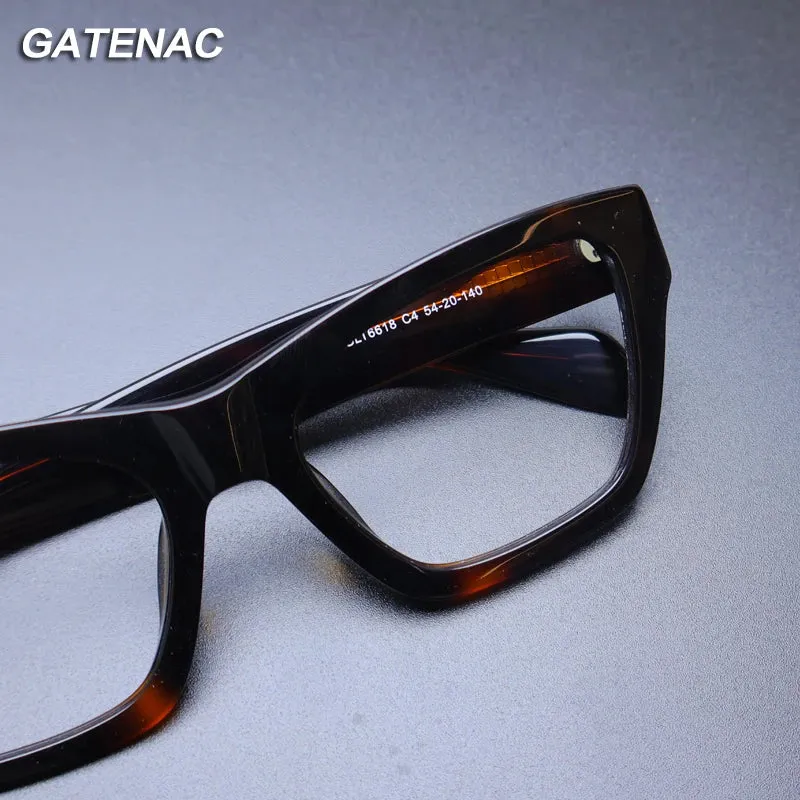 Gatenac Unisex Full Rim Square Acetate Eyeglasses Gxyj-1177