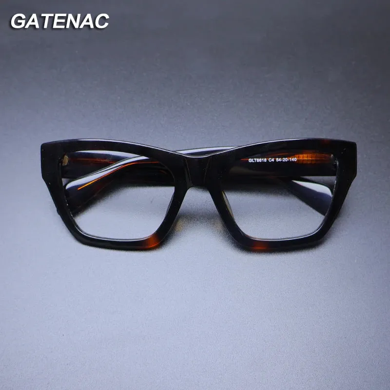 Gatenac Unisex Full Rim Square Acetate Eyeglasses Gxyj-1177