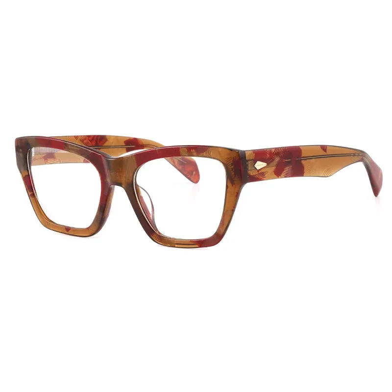 Gatenac Unisex Full Rim Square Acetate Eyeglasses Gxyj-1177