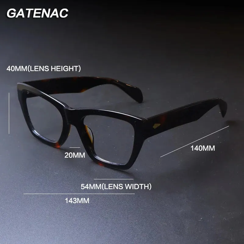 Gatenac Unisex Full Rim Square Acetate Eyeglasses Gxyj-1177