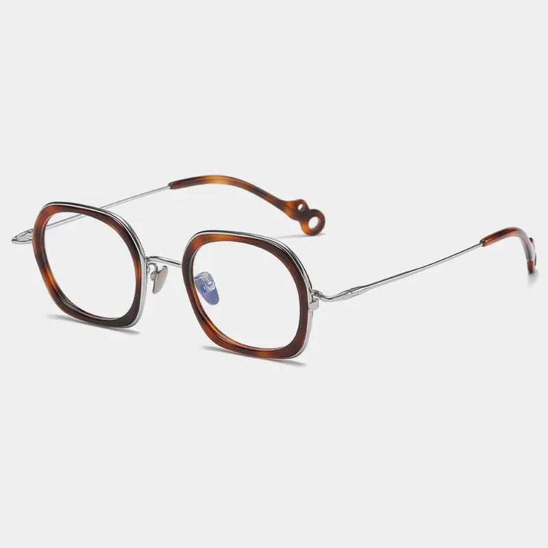 Gatenac Unisex Full Rim Square Acetate Titanium Eyeglasses Gxyj1159