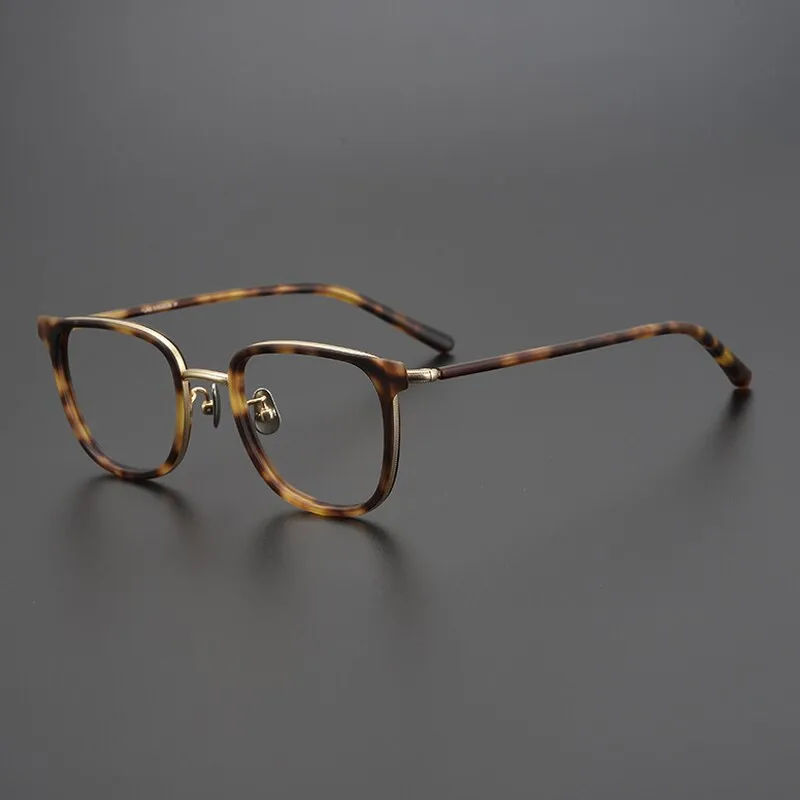 Gatenac Unisex Full Rim Square Acetate Titanium Eyeglasses Gxyj995