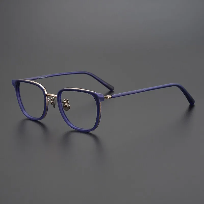 Gatenac Unisex Full Rim Square Acetate Titanium Eyeglasses Gxyj995