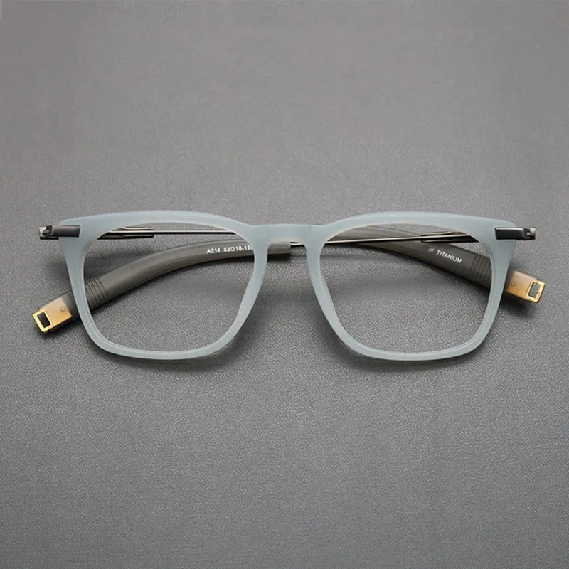Gatenac Unisex Full Rim Square Titanium Acetate Frame Eyeglasses Gxyj768