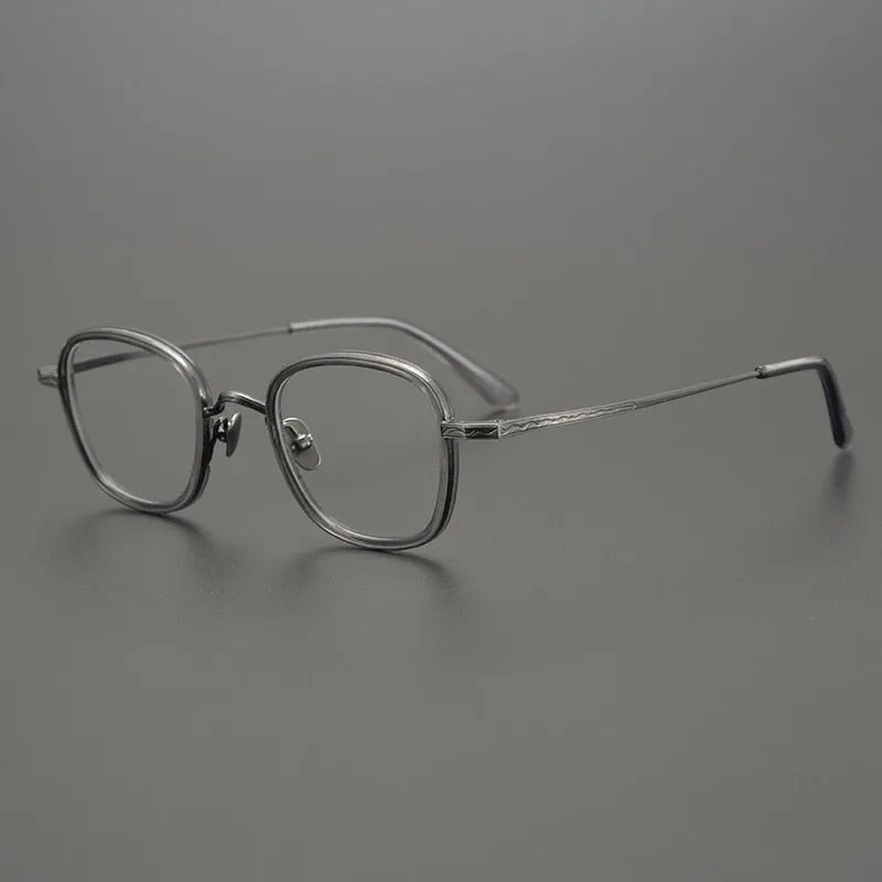 Gatenac Unisex Full Rim Square Titanium Acetate Frame Eyeglasses Gxyj811