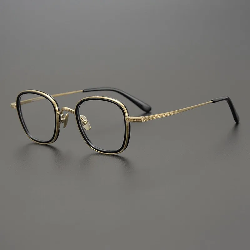 Gatenac Unisex Full Rim Square Titanium Acetate Frame Eyeglasses Gxyj811