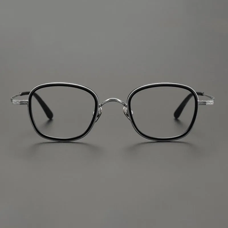 Gatenac Unisex Full Rim Square Titanium Acetate Frame Eyeglasses Gxyj811