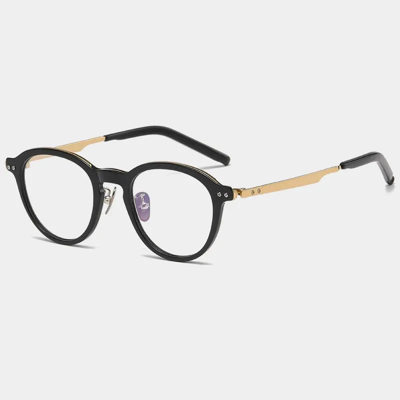 Gatenac Unisex Full Rim Titanium Acetate Eyeglasses Gxyj1194