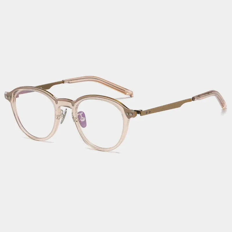 Gatenac Unisex Full Rim Titanium Acetate Eyeglasses Gxyj1194