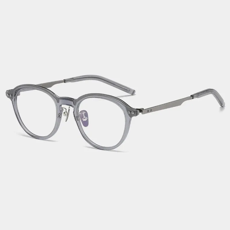 Gatenac Unisex Full Rim Titanium Acetate Eyeglasses Gxyj1194