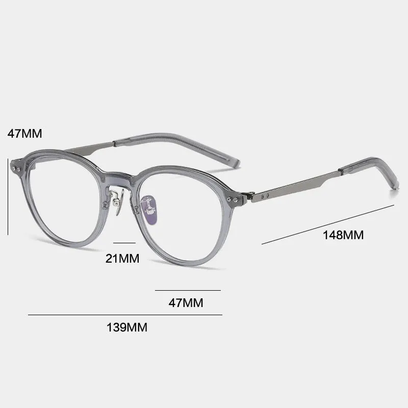 Gatenac Unisex Full Rim Titanium Acetate Eyeglasses Gxyj1194