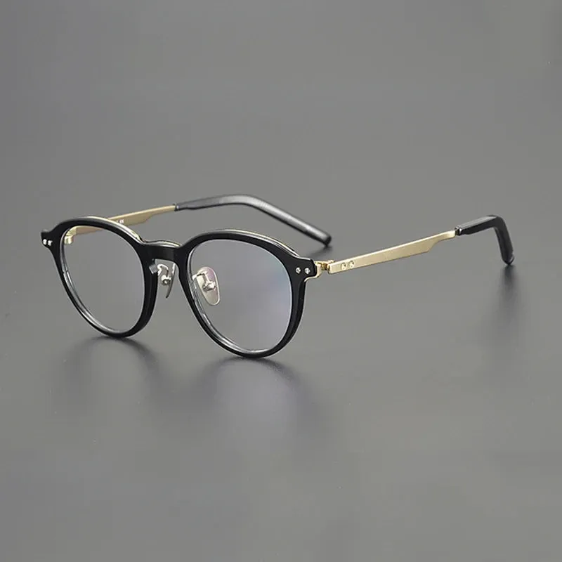 Gatenac Unisex Full Rim Titanium Acetate Eyeglasses Gxyj1194