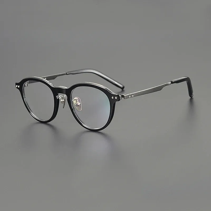 Gatenac Unisex Full Rim Titanium Acetate Eyeglasses Gxyj1194