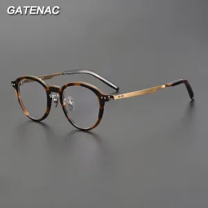 Gatenac Unisex Full Rim Titanium Acetate Eyeglasses Gxyj1194