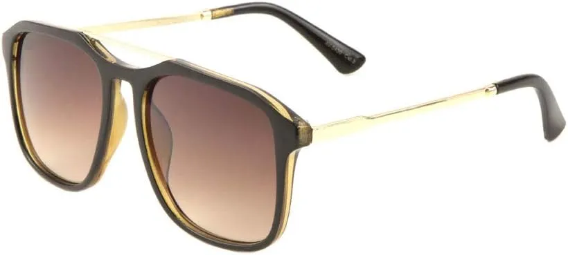 Geometric Top Square Lens High Curved Bridge Aviator Sunglasses