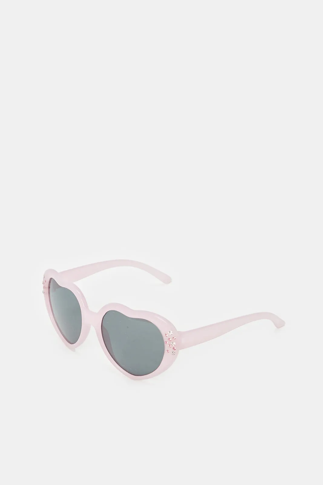 Girls Heart Shaped Sunglasses With Character Embellished Case