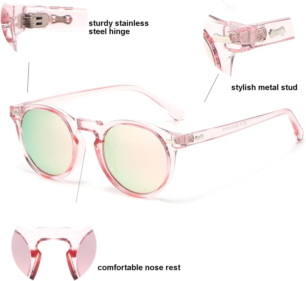 Gleyemor Kids Polarized Cute Round Sunglasses for Kids Girls Boys Age 3-8