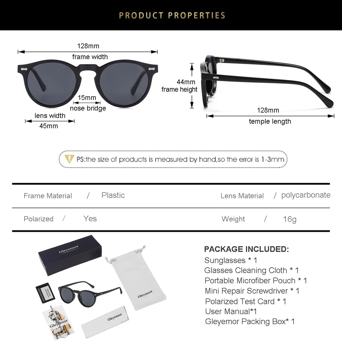 Gleyemor Kids Polarized Cute Round Sunglasses for Kids Girls Boys Age 3-8