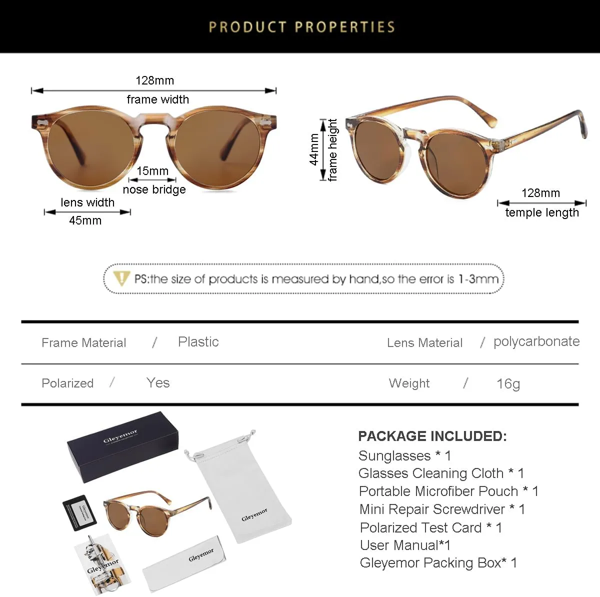 Gleyemor Kids Polarized Cute Round Sunglasses for Kids Girls Boys Age 3-8