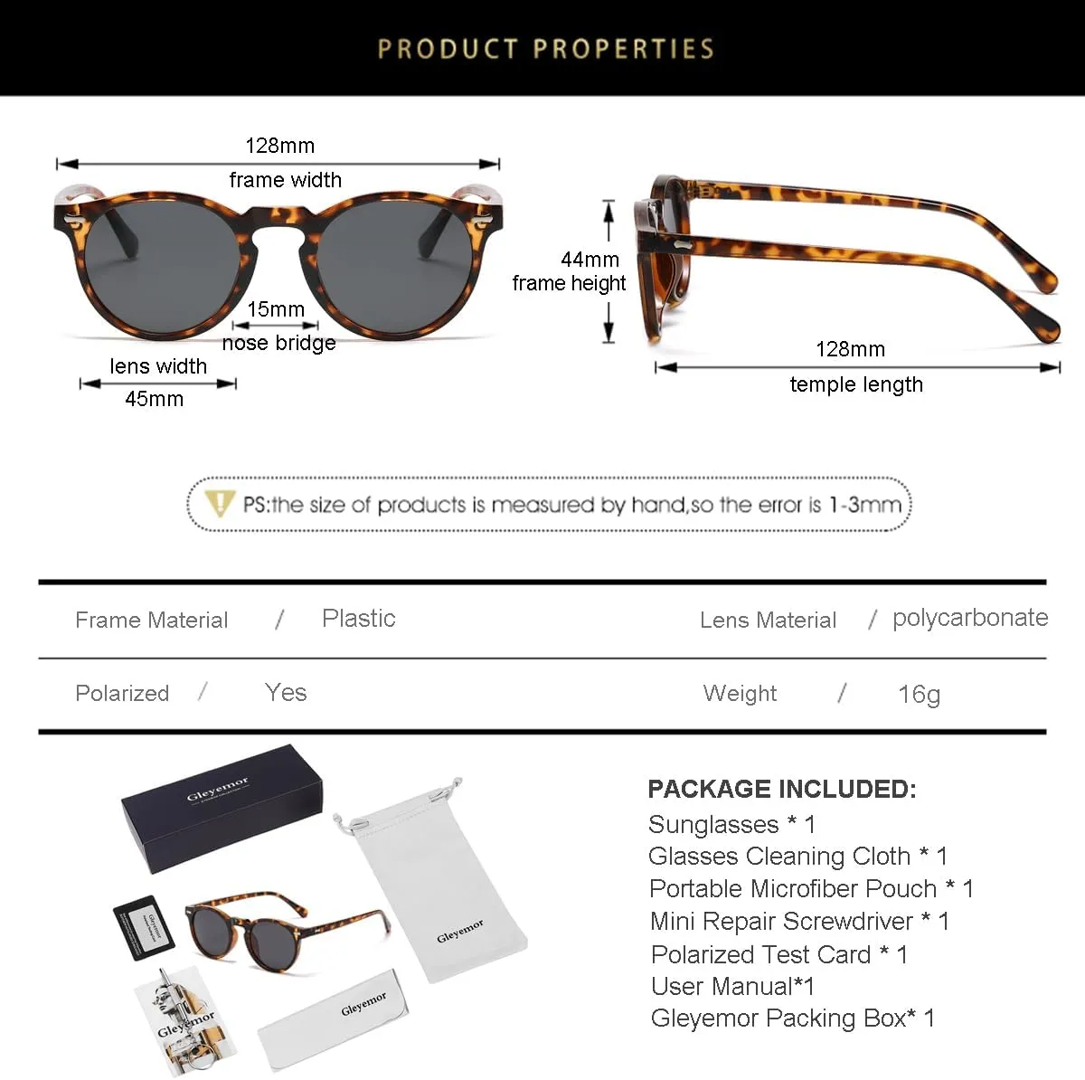 Gleyemor Kids Polarized Cute Round Sunglasses for Kids Girls Boys Age 3-8