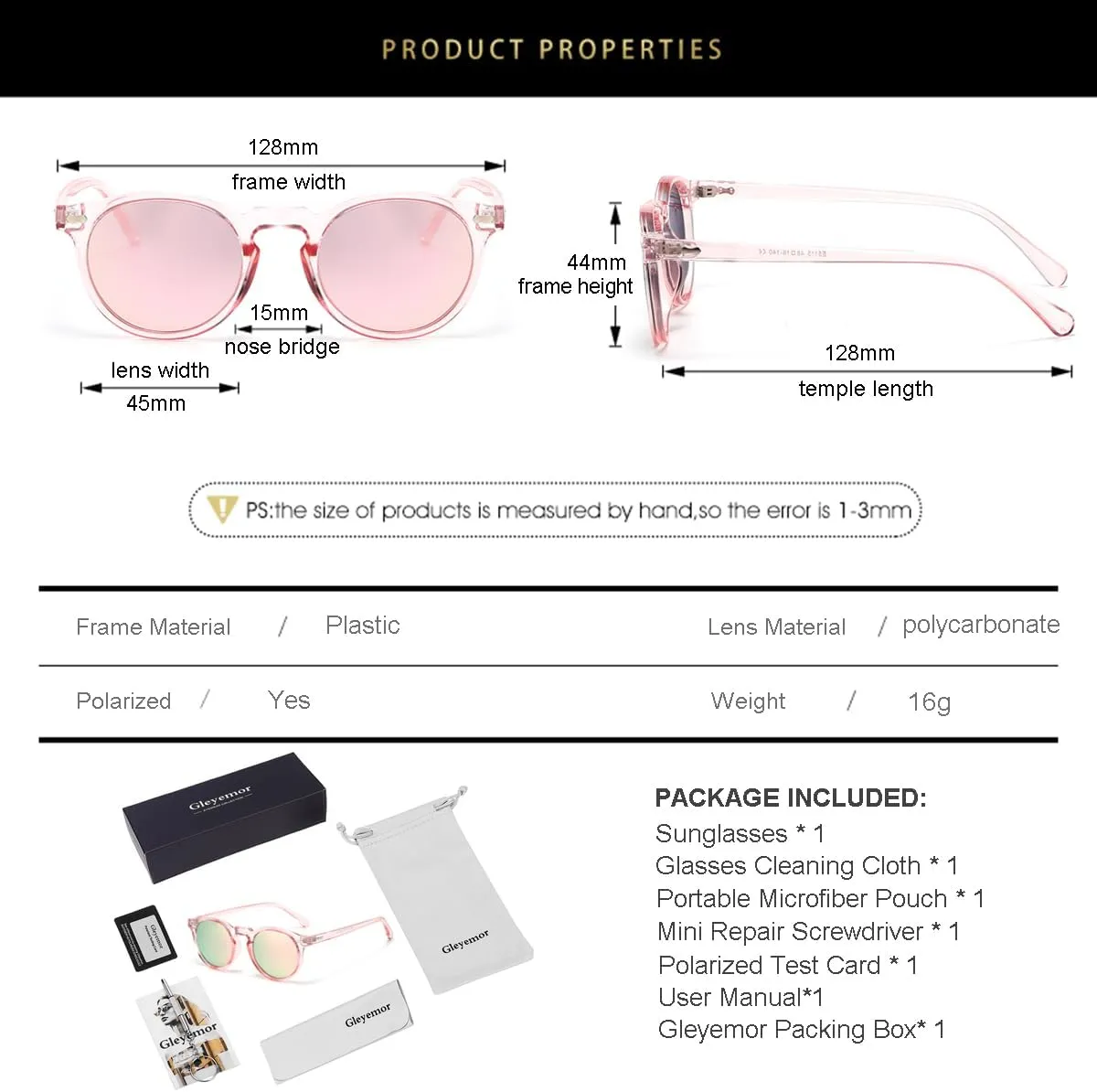 Gleyemor Kids Polarized Cute Round Sunglasses for Kids Girls Boys Age 3-8