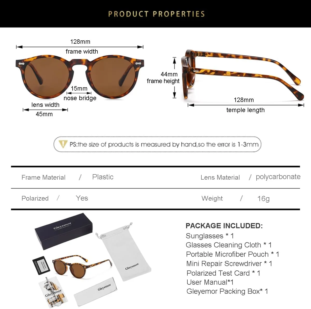 Gleyemor Kids Polarized Cute Round Sunglasses for Kids Girls Boys Age 3-8
