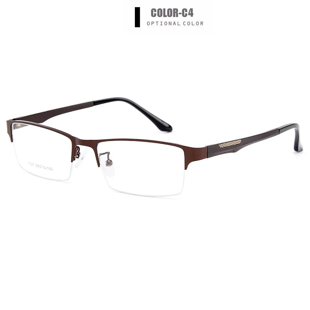Gmei Men's Eyeglasses Semi Rim Titanium Alloy Square Y7047